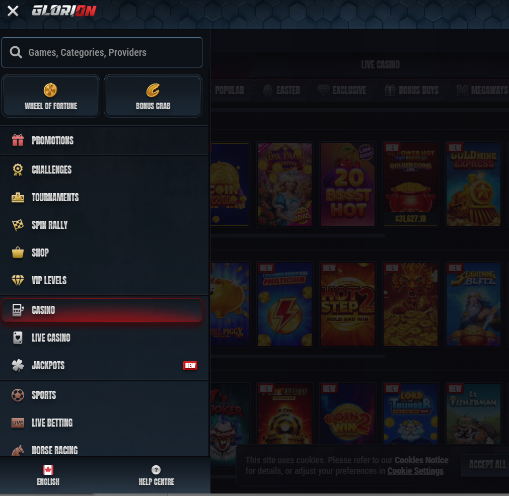 Glorion Casino Accessibility